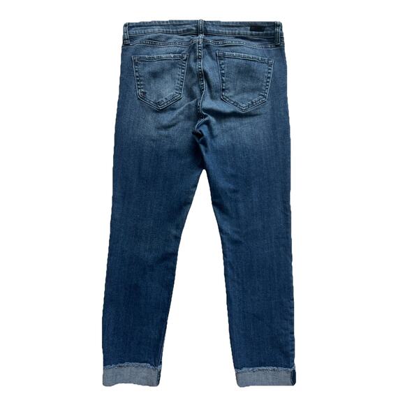 Kut From The Kloth Jeans Womens 8 Ankle Straight Leg Cuffed Frayed Distressed - Picture 2 of 12
